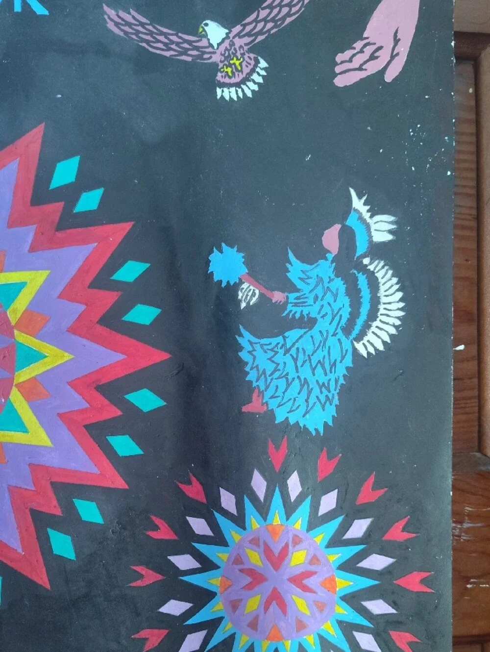 Survivor Black Tapestry with Multicolor Starburst Motifs